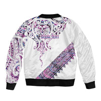 Mawhero Paua shell Kowhaiwhai Taniko Personalised Bomber Jacket Manta Ray Shark-Turtle Maori Tribal Style LT9 - Polynesian Pride