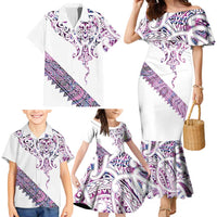 Mawhero Paua shell Kowhaiwhai Taniko Personalised Family Matching Mermaid Dress and Hawaiian Shirt Manta Ray Shark-Turtle Maori Tribal Style
