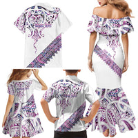Mawhero Paua shell Kowhaiwhai Taniko Personalised Family Matching Mermaid Dress and Hawaiian Shirt Manta Ray Shark-Turtle Maori Tribal Style