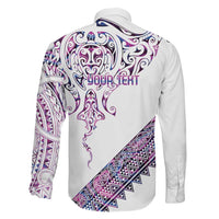 Mawhero Paua shell Kowhaiwhai Taniko Personalised Family Matching Off The Shoulder Long Sleeve Dress and Hawaiian Shirt Manta Ray Shark-Turtle Maori Tribal Style LT9 - Polynesian Pride
