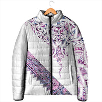 Mawhero Paua shell Kowhaiwhai Taniko Personalised Padded Jacket Manta Ray Shark-Turtle Maori Tribal Style LT9 - Polynesian Pride