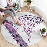 Mawhero Paua shell Kowhaiwhai Taniko Personalised Round Carpet Manta Ray Shark-Turtle Maori Tribal Style