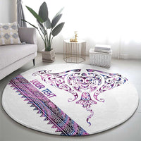 Mawhero Paua shell Kowhaiwhai Taniko Personalised Round Carpet Manta Ray Shark-Turtle Maori Tribal Style