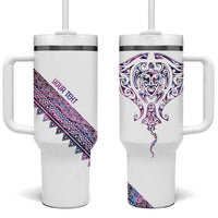 Mawhero Paua shell Kowhaiwhai Taniko Personalised Tumbler With Handle Manta Ray Shark-Turtle Maori Tribal Style