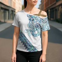 Kahui Whetu Paua shell Kowhaiwhai Taniko Personalised Cross Shoulder Shirt Taniwha Maori Tribal Style