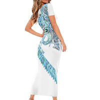 Kahui Whetu Paua shell Kowhaiwhai Taniko Personalised Family Matching Short Sleeve Bodycon Dress and Hawaiian Shirt Taniwha Maori Tribal Style
