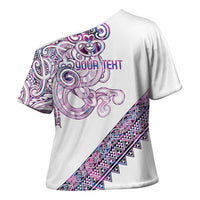Mawhero Paua shell Kowhaiwhai Taniko Personalised Cross Shoulder Shirt Taniwha Maori Tribal Style