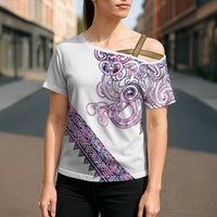 Mawhero Paua shell Kowhaiwhai Taniko Personalised Cross Shoulder Shirt Taniwha Maori Tribal Style