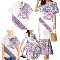 Mawhero Paua shell Kowhaiwhai Taniko Personalised Family Matching Mermaid Dress and Hawaiian Shirt Taniwha Maori Tribal Style