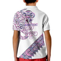 Mawhero Paua shell Kowhaiwhai Taniko Personalised Kid Polo Shirt Taniwha Maori Tribal Style