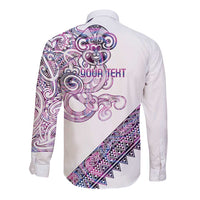 Mawhero Paua shell Kowhaiwhai Taniko Personalised Long Sleeve Button Shirt Taniwha Maori Tribal Style