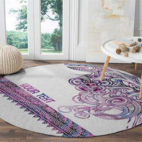 Mawhero Paua shell Kowhaiwhai Taniko Personalised Round Carpet Taniwha Maori Tribal Style