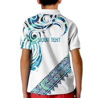 Kahui Whetu Paua shell Kowhaiwhai Taniko Personalised Kid Polo Shirt Turtle Tattoo Maori Tribal Style