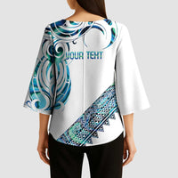 Kahui Whetu Paua shell Kowhaiwhai Taniko Personalised Kimono Sleeve Blouse Turtle Tattoo Maori Tribal Style