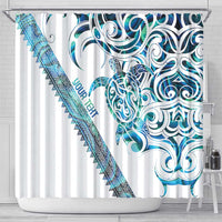 Kahui Whetu Paua shell Kowhaiwhai Taniko Personalised Shower Curtain Turtle Tattoo Maori Tribal Style