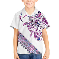 Mawhero Paua shell Kowhaiwhai Taniko Personalised Family Matching Off Shoulder Short Dress and Hawaiian Shirt Turtle Tattoo Maori Tribal Style