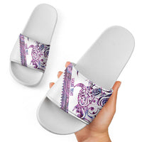 Mawhero Paua shell Kowhaiwhai Taniko Personalised Slide Sandals Turtle Tattoo Maori Tribal Style
