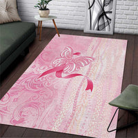 Breast Cancer Awareness Area Rug Maile Pikake Lokelani Crown Flower Lei Inspired LT9 Pink - Polynesian Pride
