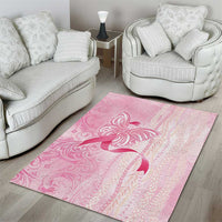 Breast Cancer Awareness Area Rug Maile Pikake Lokelani Crown Flower Lei Inspired LT9 - Polynesian Pride