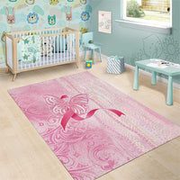 Breast Cancer Awareness Area Rug Maile Pikake Lokelani Crown Flower Lei Inspired LT9 - Polynesian Pride