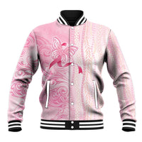 Breast Cancer Awareness Baseball Jacket Maile Pikake Lokelani Crown Flower Lei Inspired
