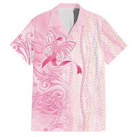 Breast Cancer Awareness Family Matching Summer Maxi Dress and Hawaiian Shirt Maile Pikake Lokelani Crown Flower Lei Inspired LT9 Dad's Shirt - Short Sleeve Pink - Polynesian Pride