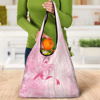Breast Cancer Awareness Grocery Bag Maile Pikake Lokelani Crown Flower Lei Inspired LT9 - Polynesian Pride