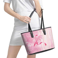 Breast Cancer Awareness Leather Tote Bag Maile Pikake Lokelani Crown Flower Lei Inspired