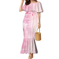 Breast Cancer Awareness Mermaid Dress Maile Pikake Lokelani Crown Flower Lei Inspired