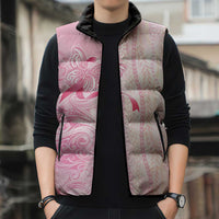 Breast Cancer Awareness Sleeveless Puffer Jacket Maile Pikake Lokelani Crown Flower Lei Inspired LT9 - Polynesian Pride