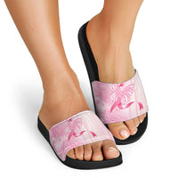 Breast Cancer Awareness Slide Sandals Maile Pikake Lokelani Crown Flower Lei Inspired