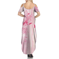 Breast Cancer Awareness Summer Maxi Dress Maile Pikake Lokelani Crown Flower Lei Inspired LT9 - Polynesian Pride