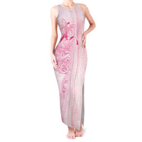 Breast Cancer Awareness Tank Maxi Dress Maile Pikake Lokelani Crown Flower Lei Inspired