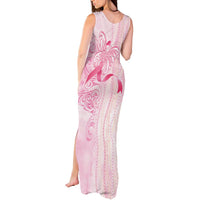 Breast Cancer Awareness Tank Maxi Dress Maile Pikake Lokelani Crown Flower Lei Inspired