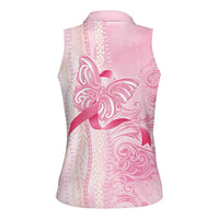 Breast Cancer Awareness Women Sleeveless Polo Shirt Maile Pikake Lokelani Crown Flower Lei Inspired
