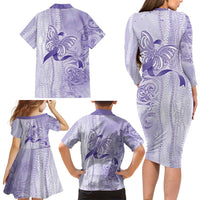 Epilepsy Awareness Family Matching Long Sleeve Bodycon Dress and Hawaiian Shirt Maile Pikake Lokelani Crown Flower Lei Inspired