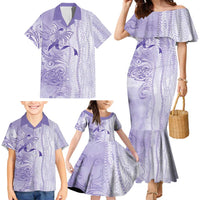 Epilepsy Awareness Family Matching Mermaid Dress and Hawaiian Shirt Maile Pikake Lokelani Crown Flower Lei Inspired