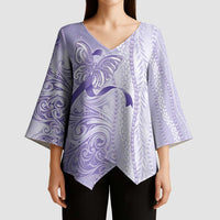 Epilepsy Awareness Kimono Sleeve Blouse Maile Pikake Lokelani Crown Flower Lei Inspired