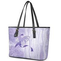 Epilepsy Awareness Leather Tote Bag Maile Pikake Lokelani Crown Flower Lei Inspired LT9 - Polynesian Pride