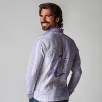 Epilepsy Awareness Long Sleeve Polo Shirt Maile Pikake Lokelani Crown Flower Lei Inspired