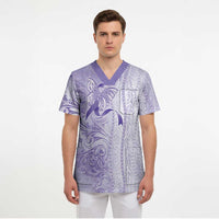 Epilepsy Awareness Scrub Top Maile Pikake Lokelani Crown Flower Lei Inspired