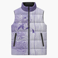 Epilepsy Awareness Sleeveless Puffer Jacket Maile Pikake Lokelani Crown Flower Lei Inspired