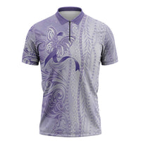 Epilepsy Awareness Zipper Polo Shirt Maile Pikake Lokelani Crown Flower Lei Inspired LT9 Purple - Polynesian Pride