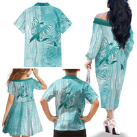 PTSD Awareness Family Matching Off The Shoulder Long Sleeve Dress and Hawaiian Shirt Maile Pikake Lokelani Crown Flower Lei Inspired