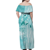 PTSD Awareness Family Matching Off Shoulder Maxi Dress and Hawaiian Shirt Maile Pikake Lokelani Crown Flower Lei Inspired LT9 - Polynesian Pride