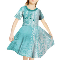 PTSD Awareness Kid Short Sleeve Dress Maile Pikake Lokelani Crown Flower Lei Inspired LT9 - Polynesian Pride