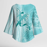 PTSD Awareness Kimono Sleeve Blouse Maile Pikake Lokelani Crown Flower Lei Inspired