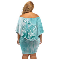 PTSD Awareness Off Shoulder Short Dress Maile Pikake Lokelani Crown Flower Lei Inspired LT9 - Polynesian Pride