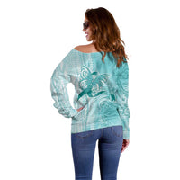 PTSD Awareness Off Shoulder Sweater Maile Pikake Lokelani Crown Flower Lei Inspired LT9 - Polynesian Pride