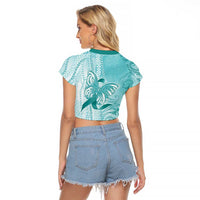PTSD Awareness Raglan Cropped T Shirt Maile Pikake Lokelani Crown Flower Lei Inspired LT9 - Polynesian Pride